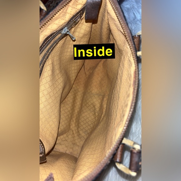 Authenticated Gucci Hand Bag Brown PVC with D rings! You can add a chain/strap - Picture 10 of 12